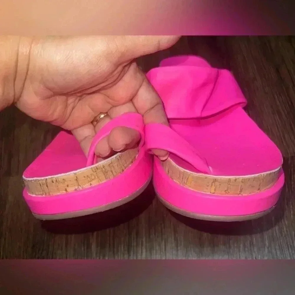 GOLO Roxy Pink Leather Platform Arch Padded/ Support‎ Sandals Sz 7.5